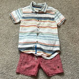 Hatley Boys Summer Stripe Button Down and Shorts